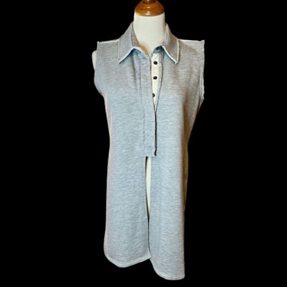 Drew Snap Button Split Front Tunic Size XS French Terry in Heather Gray NWOT - Picture 1 of 8